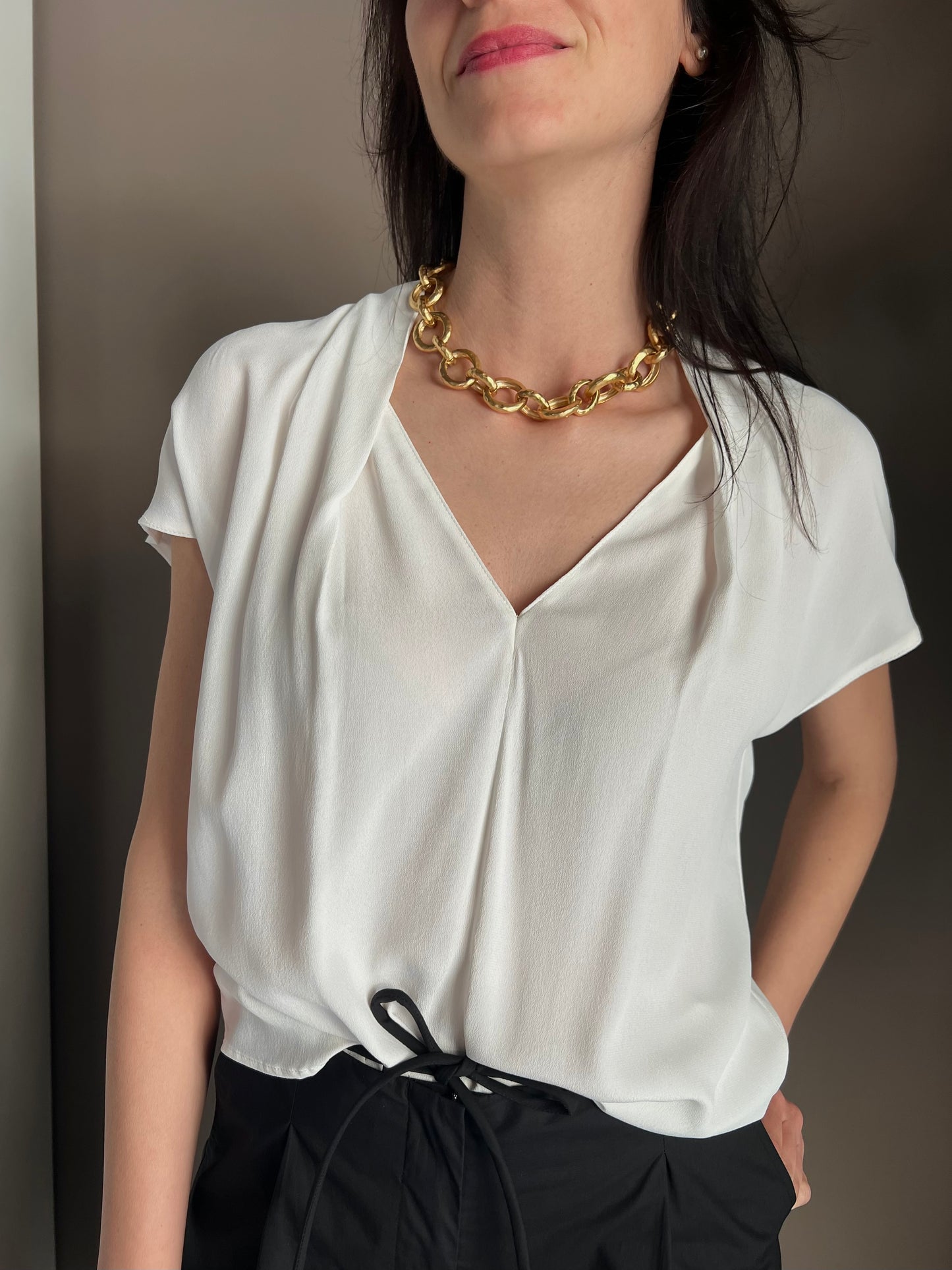 Blusa in viscosa scollo a V