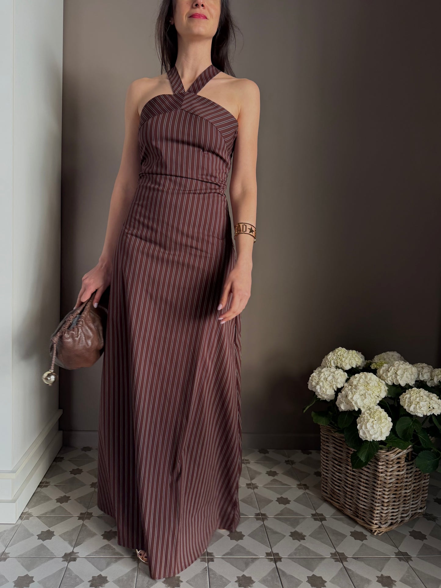 Abito Lungo Brown Stripes