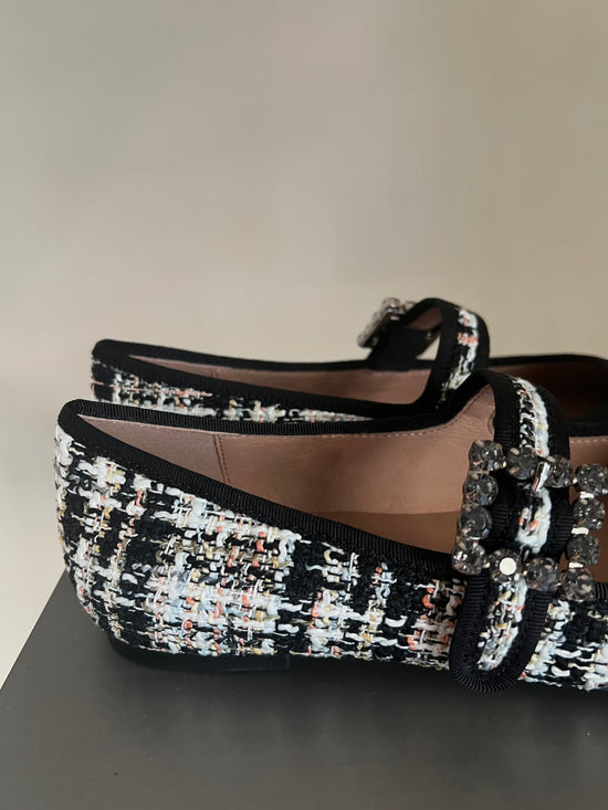 Scarpa in Tweed con fibbia in strass