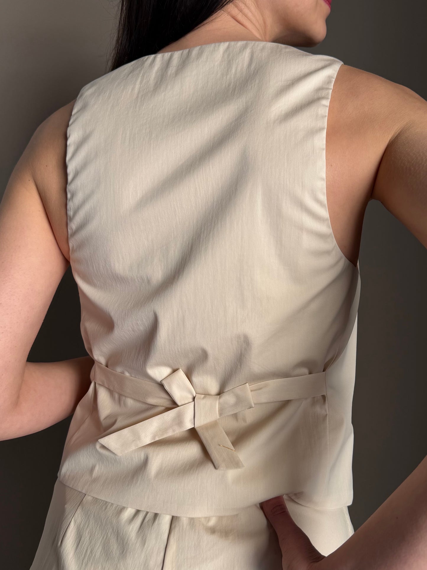 Gilet sartoriale beige in cotone