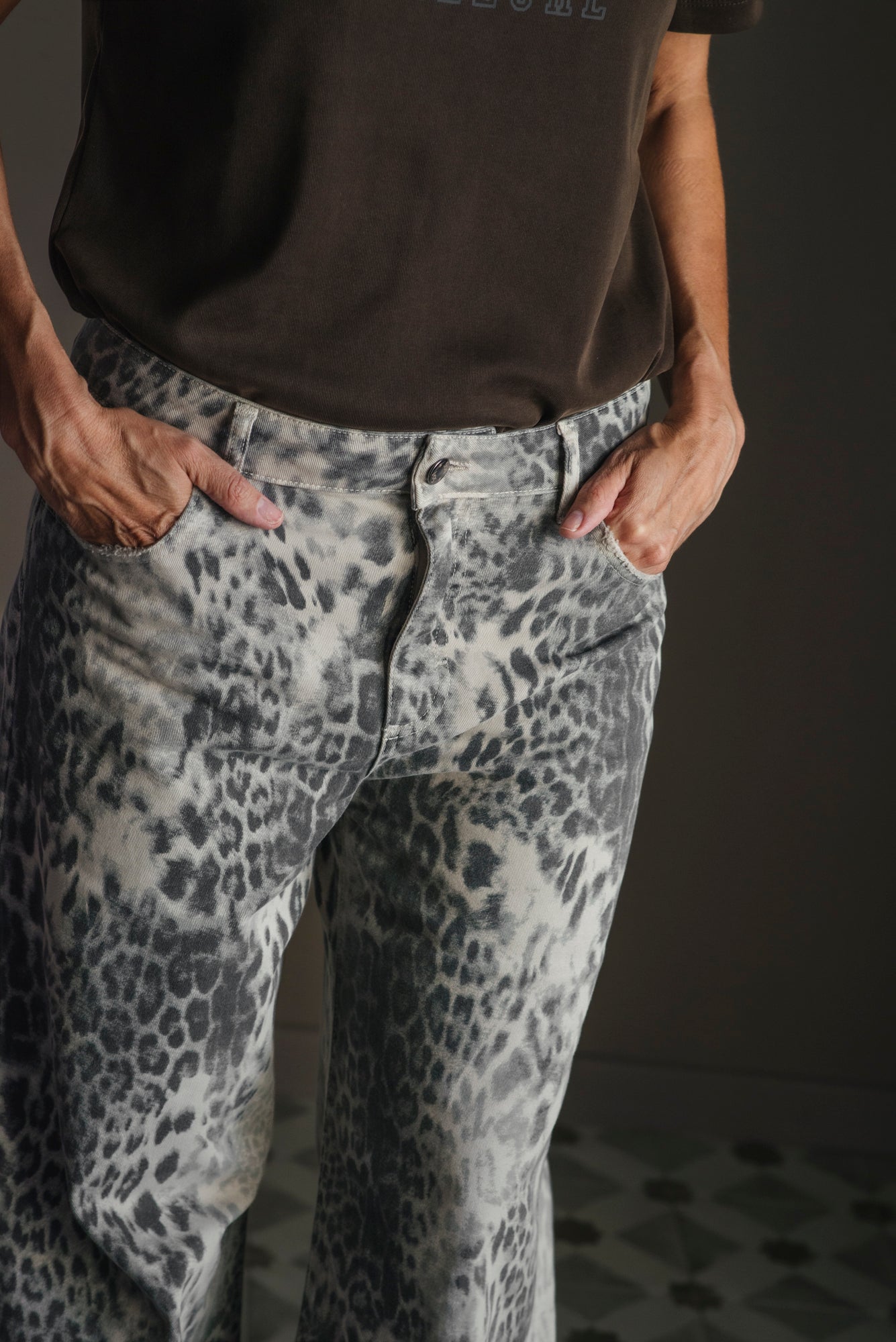 Pantalone denim stampa Leo