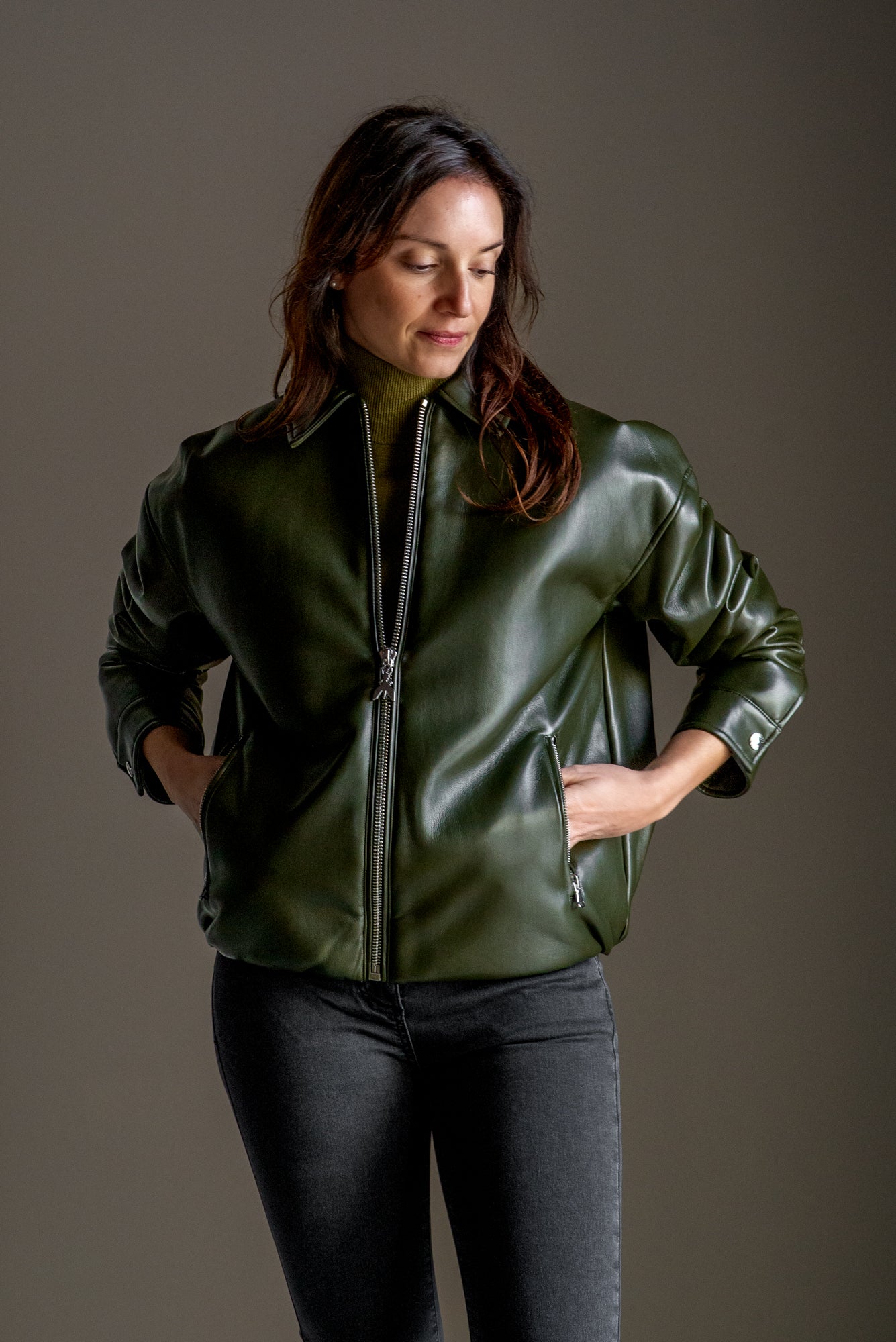 Bomber in similpelle Verde Patrizia Pepe