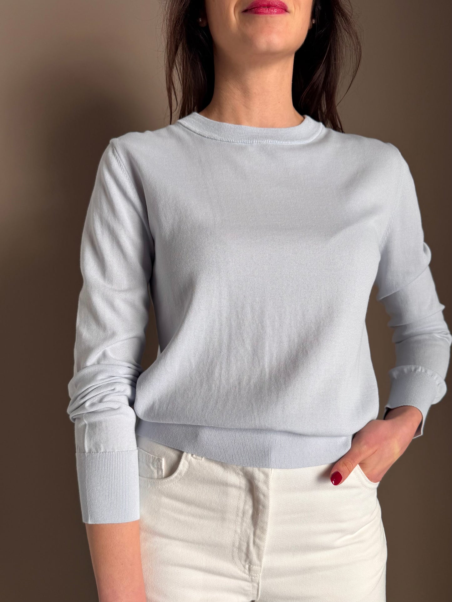 Maglia girocollo in cotone Lagon Blu