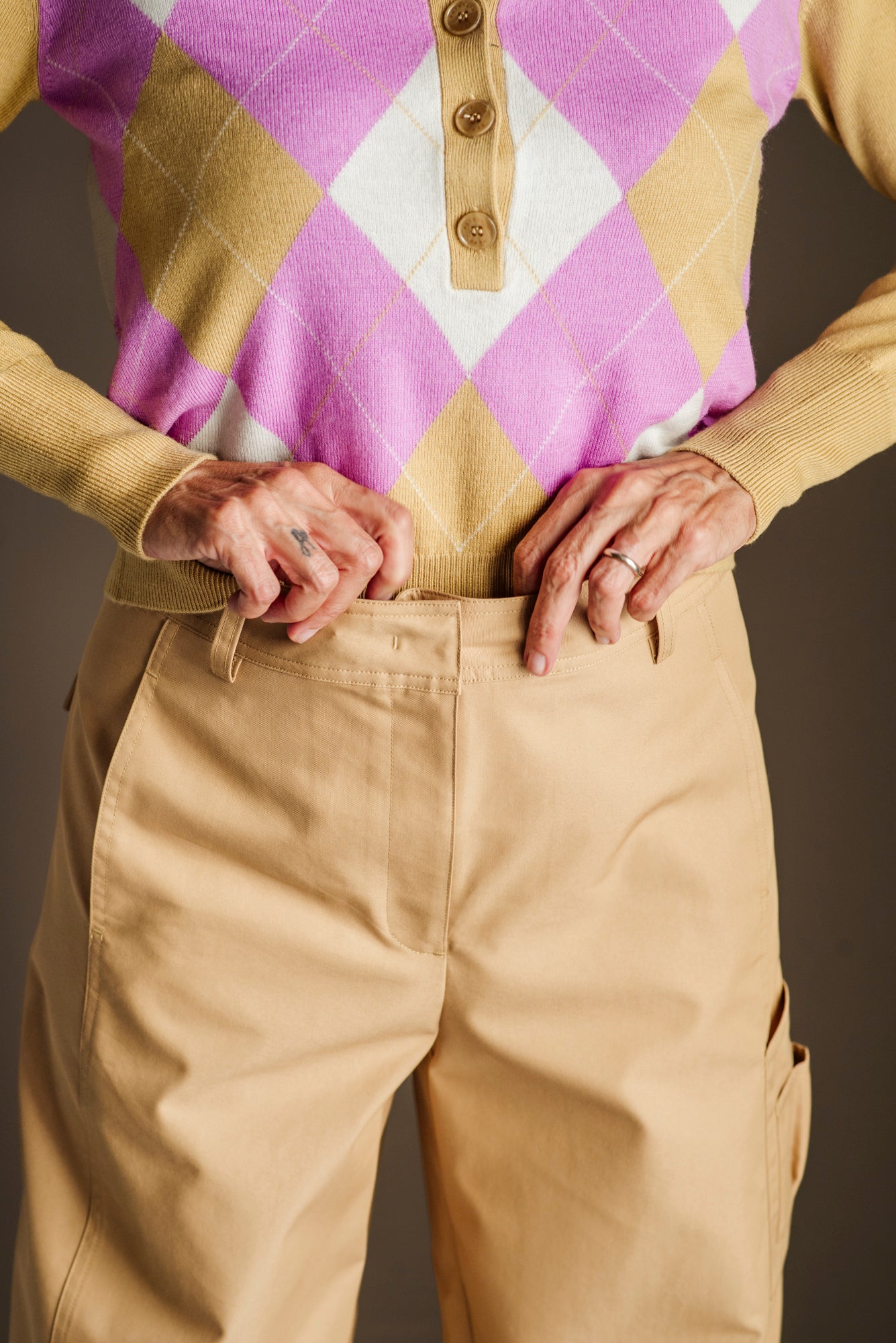 Pantalone cargo beige
