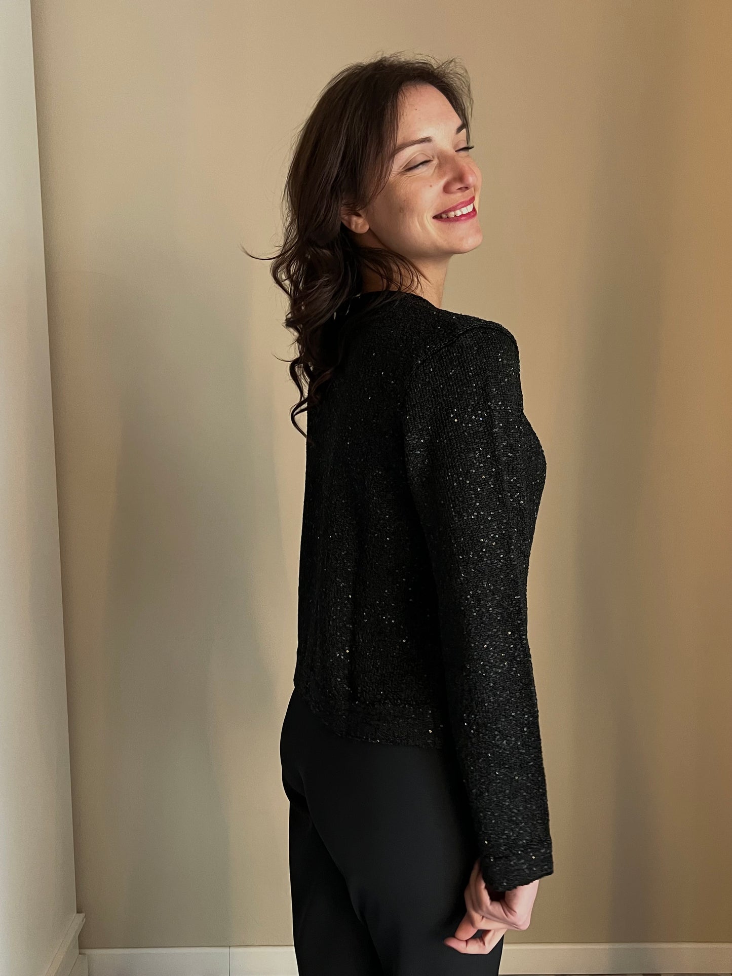 Cardigan in viscosa di paillettes