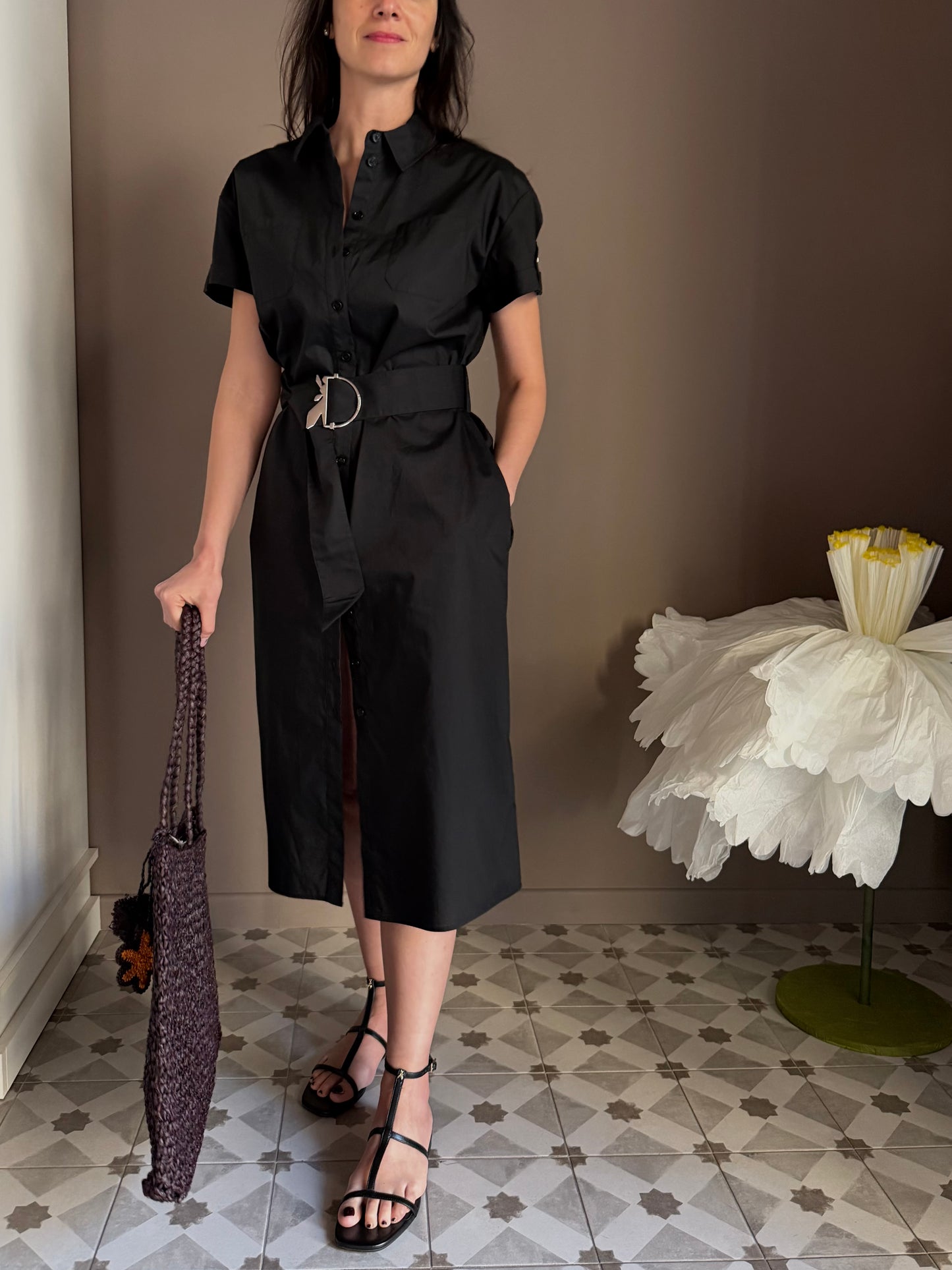 Chemisier in cotone nero