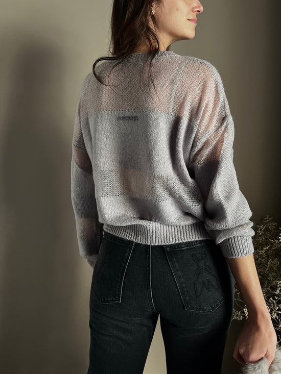 Maglia girocollo con dettagli in trasparenza Mistery Gray