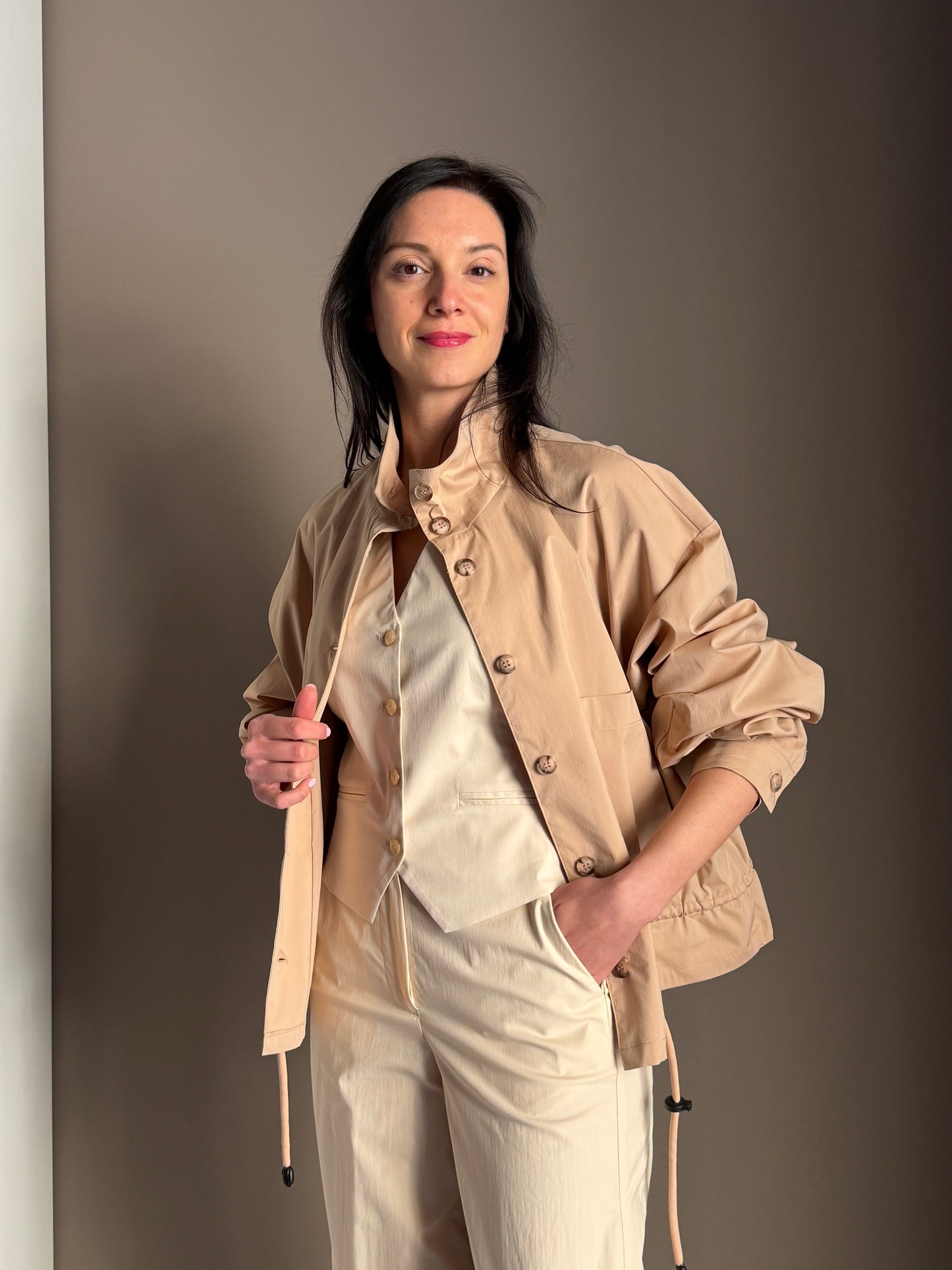 Giacca in Cotone – Beige Rosato