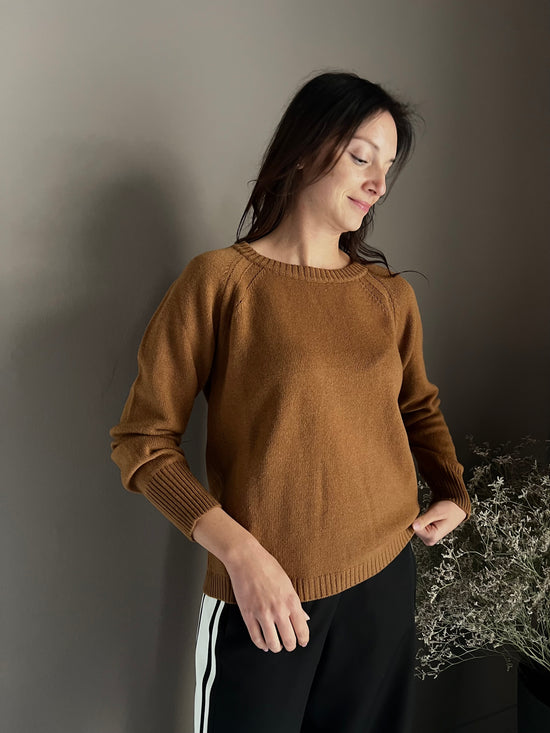 Maglia Classica Solo Tre in Pura Lana Color Cammello