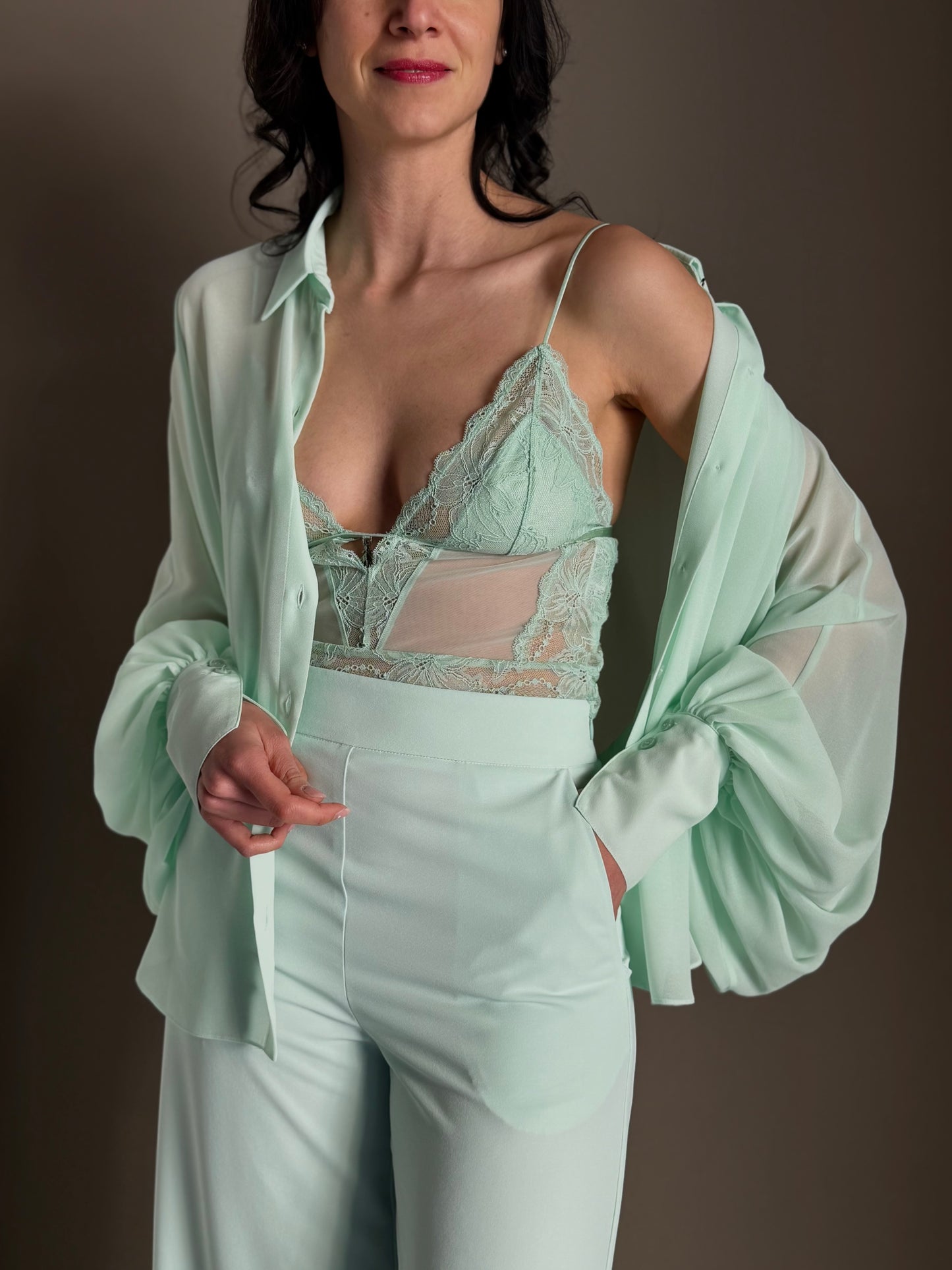 Top in pizzo Light Aqua