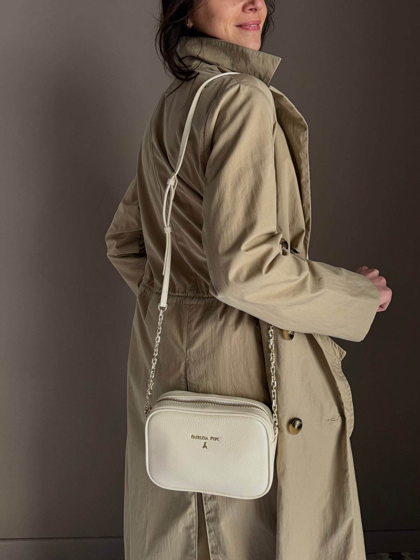 Borsa camera case in pelle wooly White