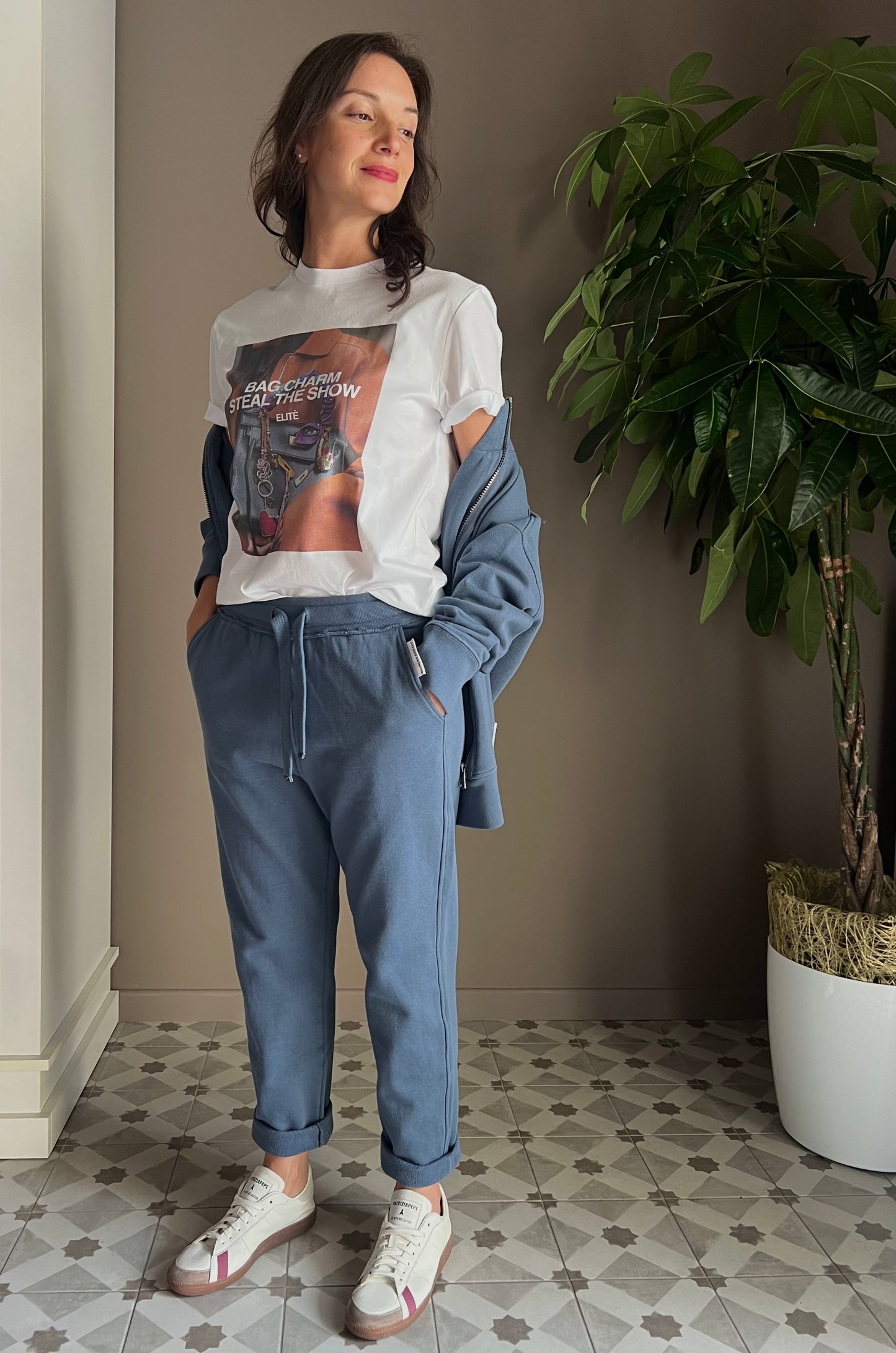 Pantalone in felpa indingo