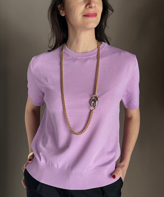 Maglia in viscosa manica corta lilac