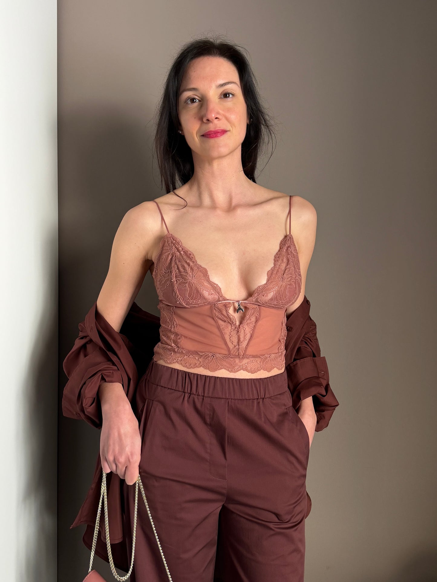 Top in pizzo Light Terracotta