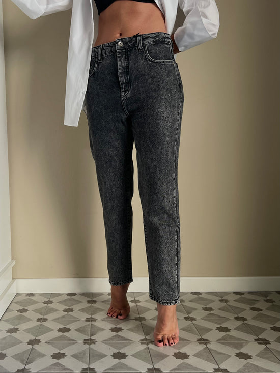 Pantalone denim vita alta