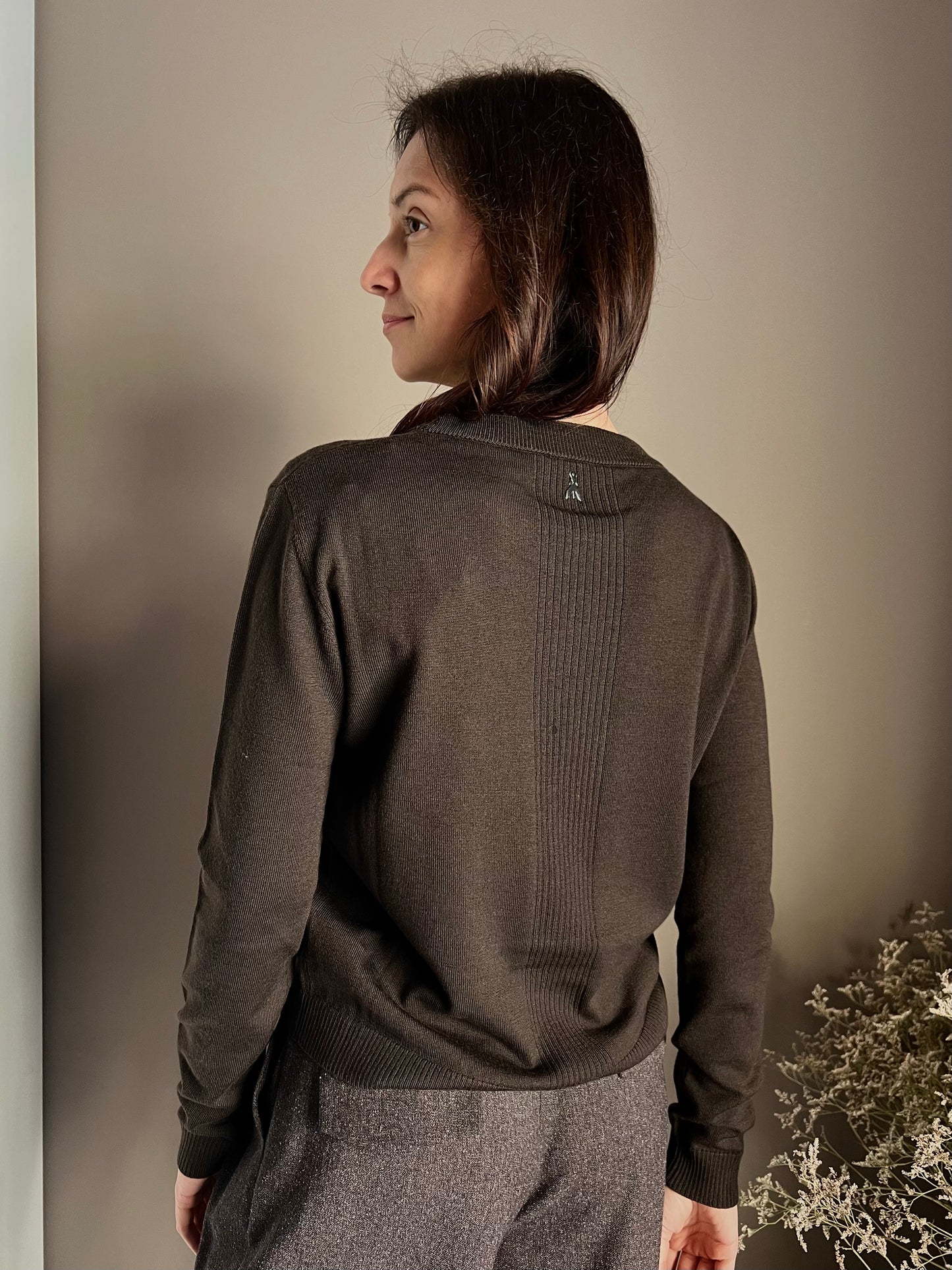 Maglia girocollo Patrizia Pepe in lana chocolate