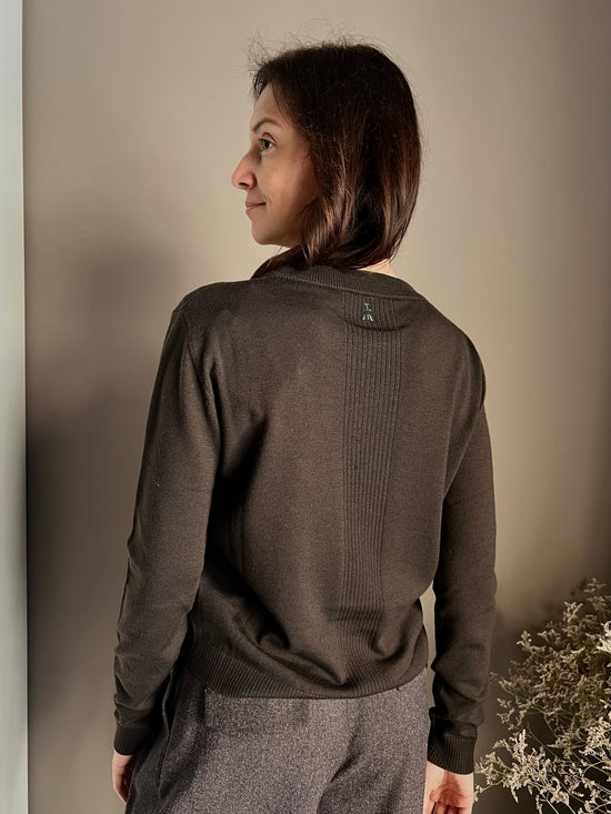 Maglia girocollo Patrizia Pepe in lana chocolate
