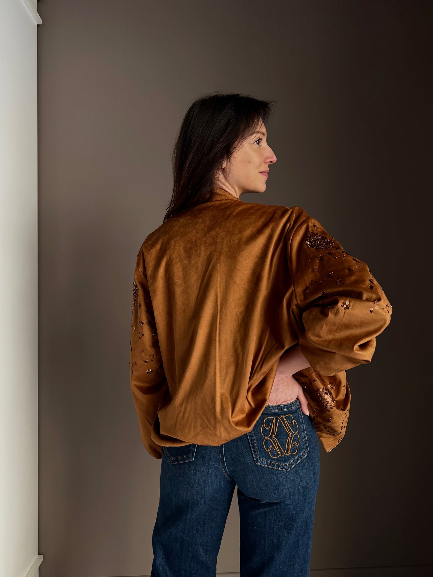 Bomber in alcantara con paillettes