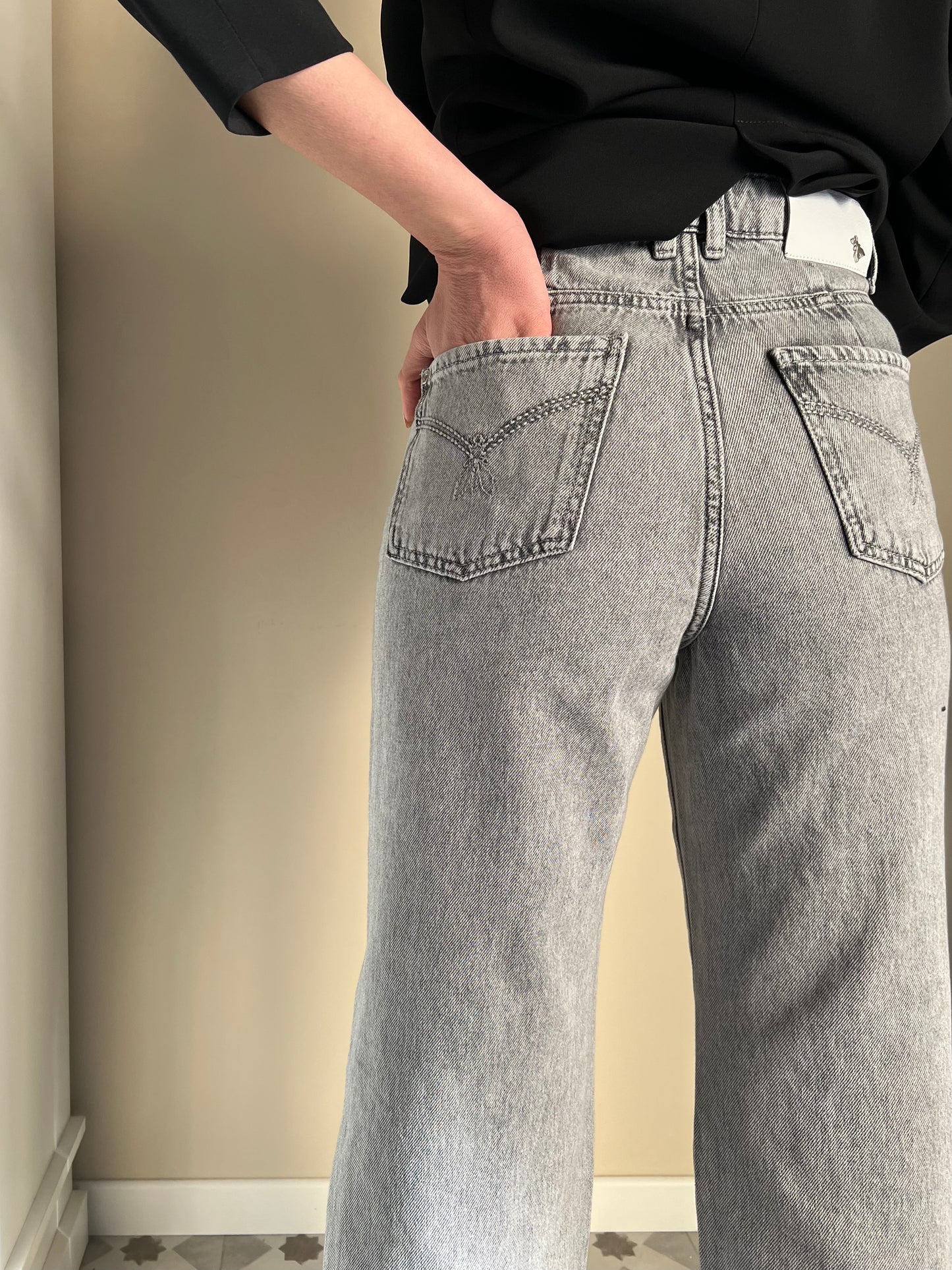 Pantalone jeans regular grigio