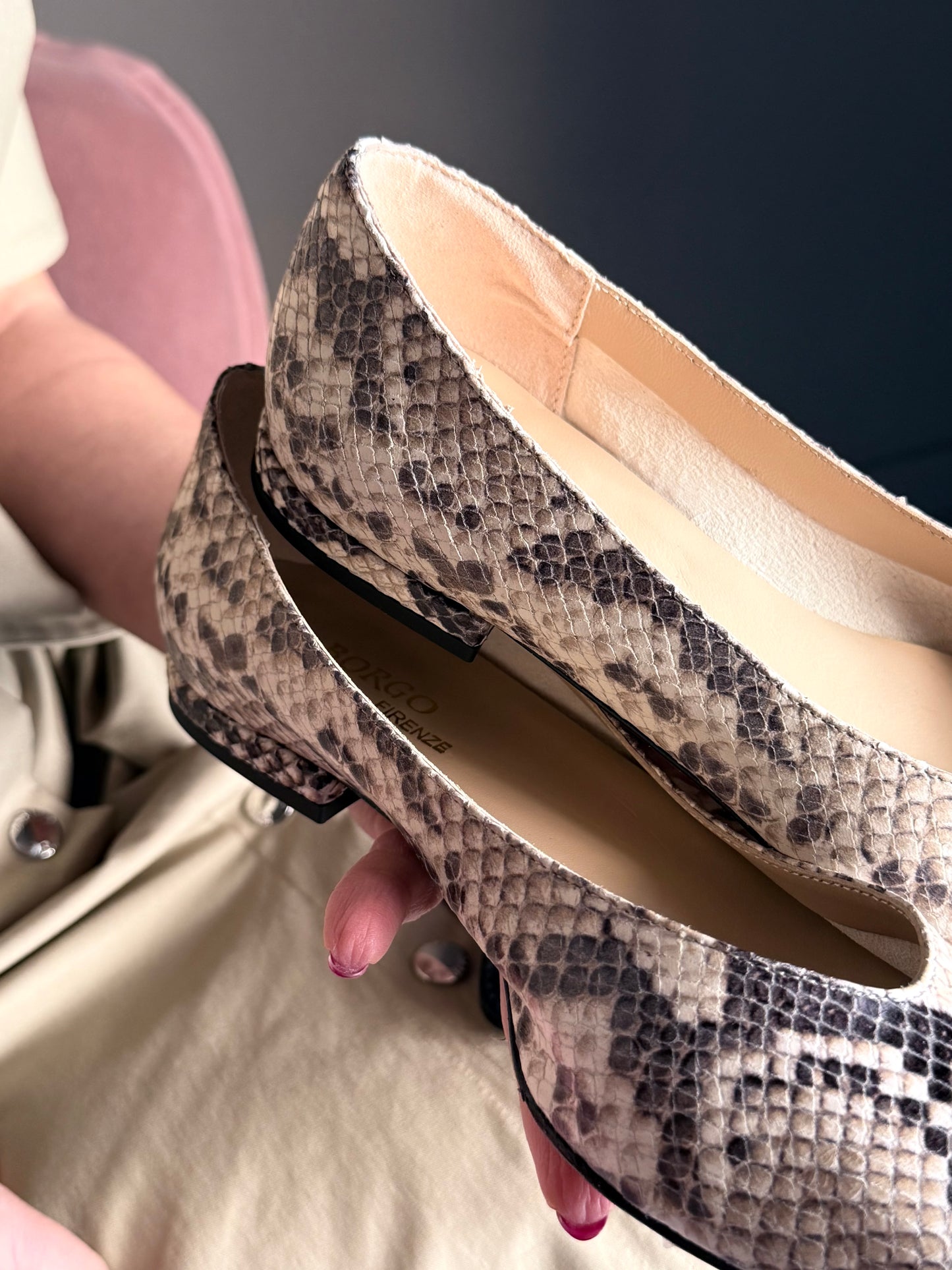 Ballerina flat in pelle stampa pitone