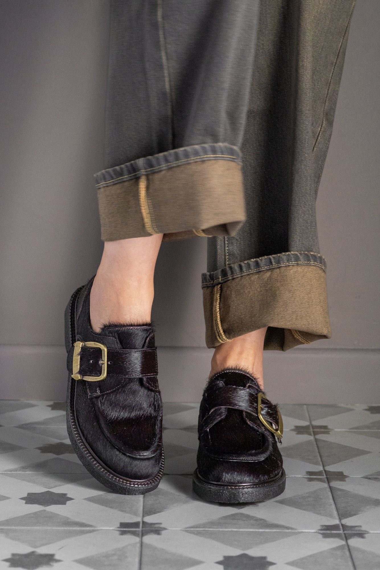 Mocassino monkstrap in cavallino moro