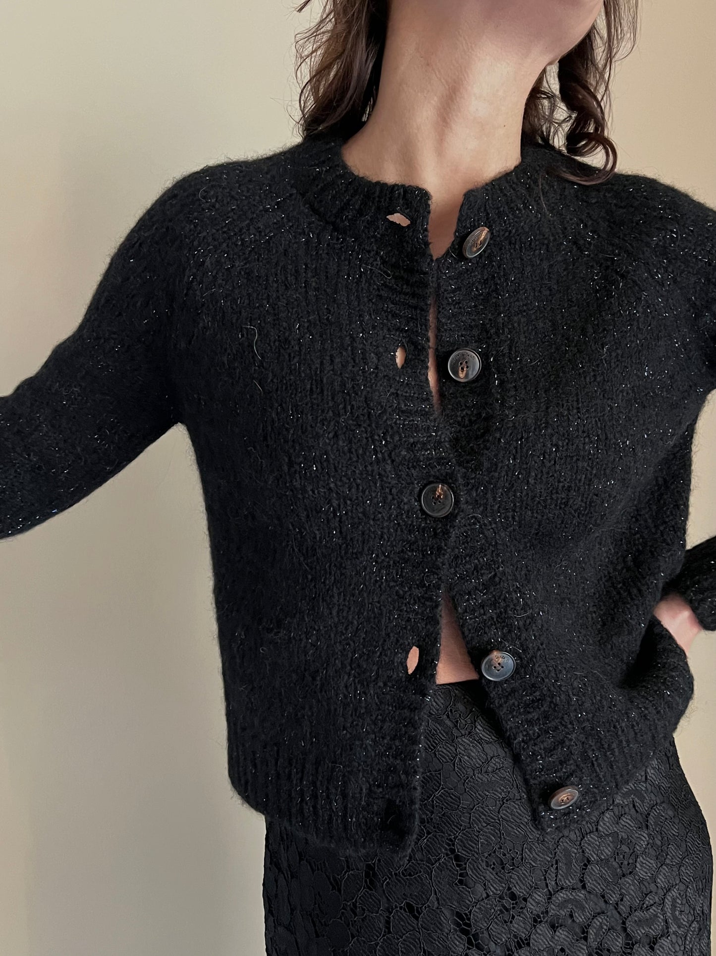 Cardigan girocollo nero