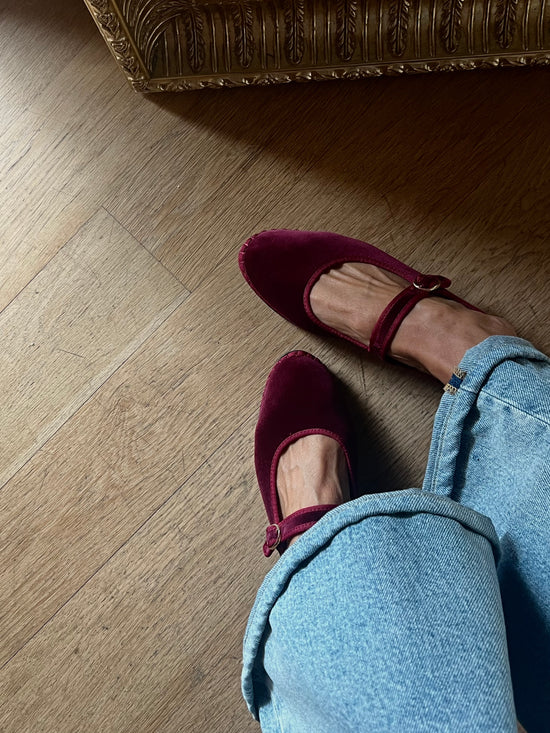 Mary Jane in velluto Bordeaux
