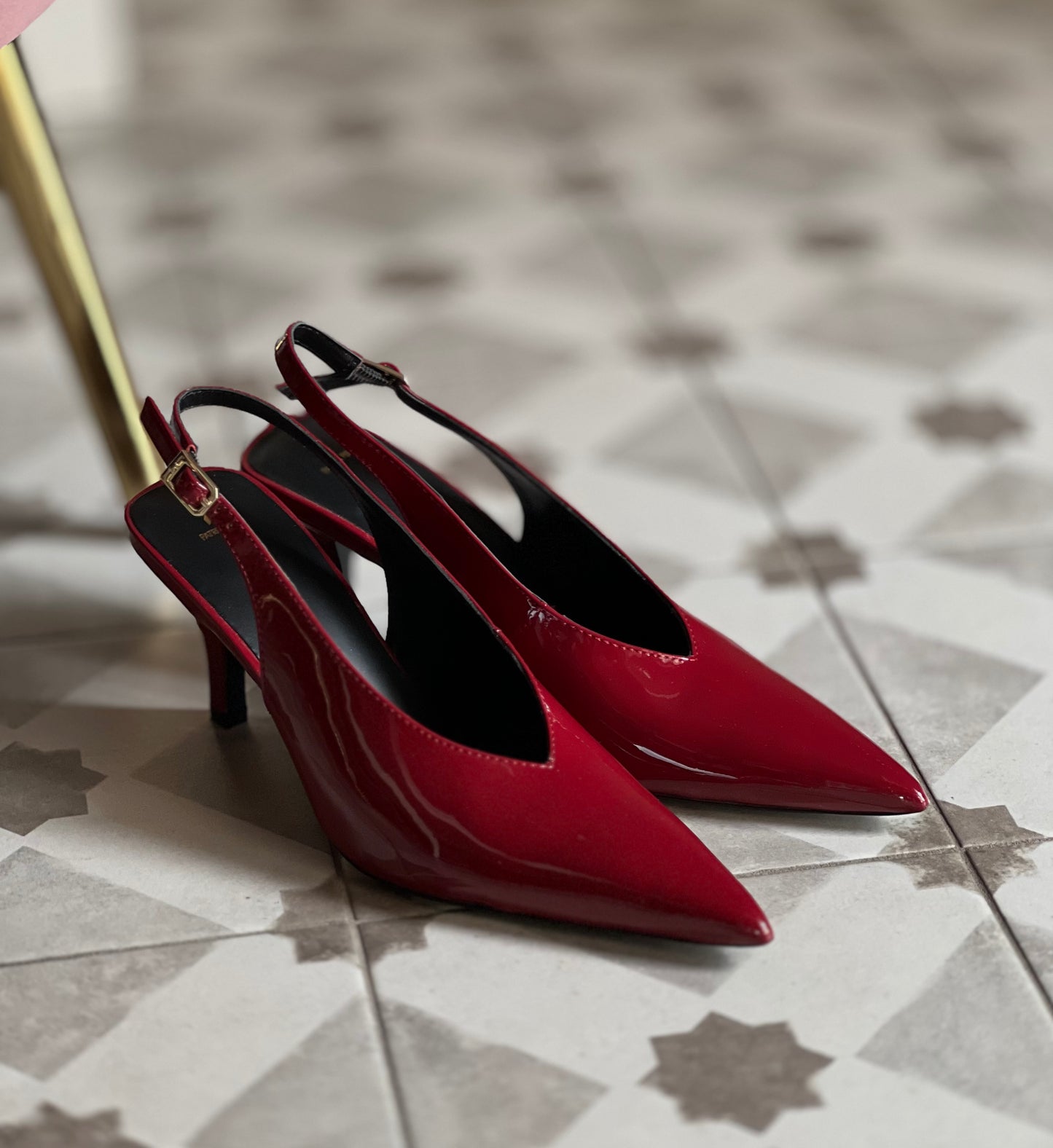 Slingback in vernice glossy Red