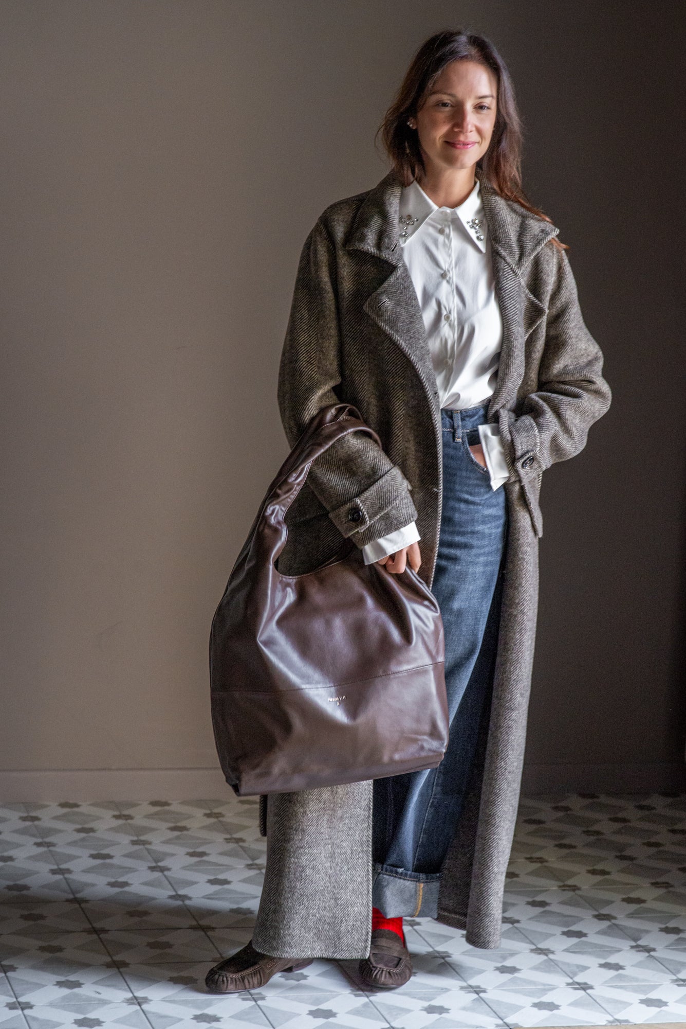 Borsa Hobo in pelle Patrizia Pepe Moro