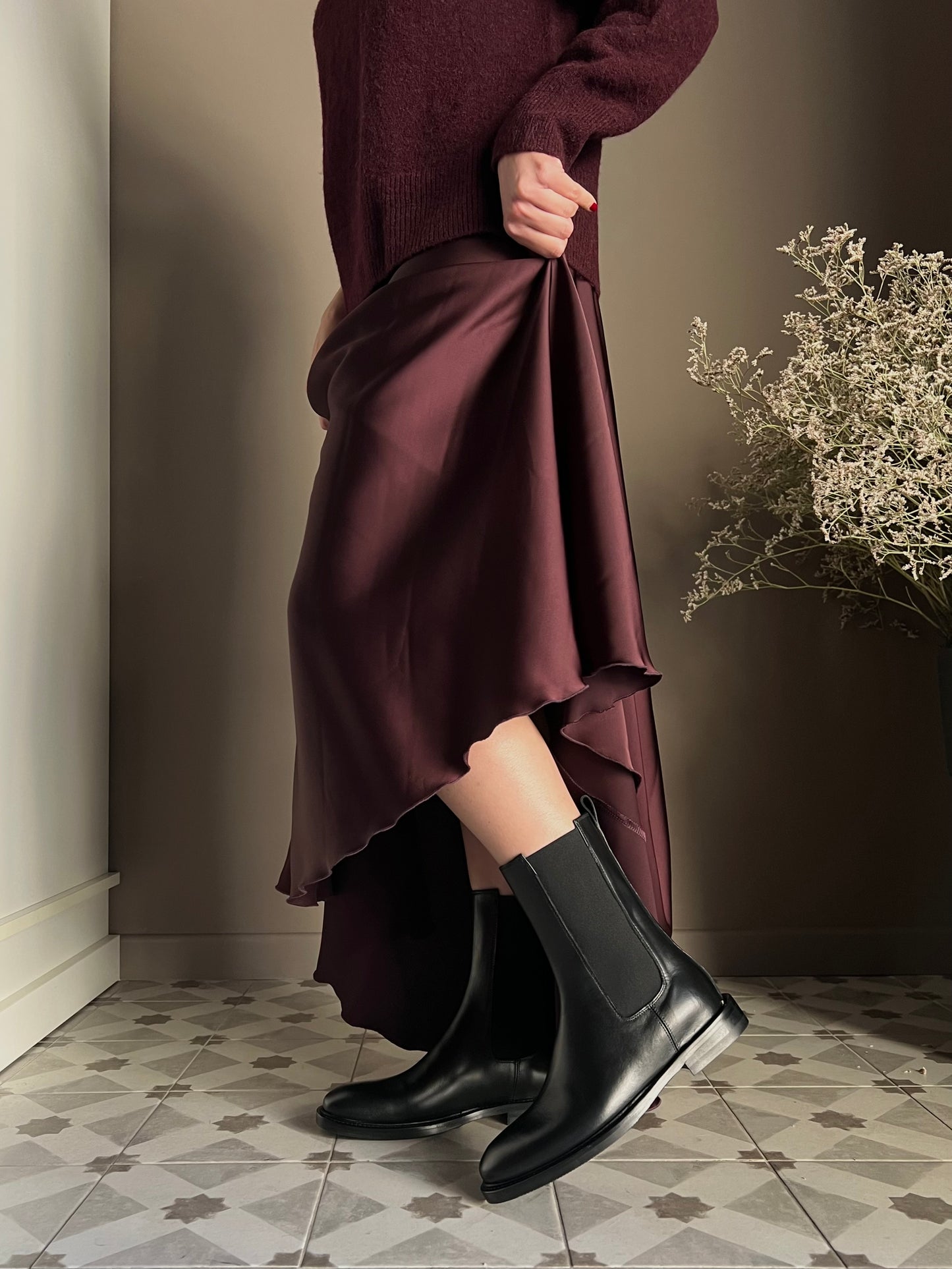 Stivaletto in pelle con elastici laterali