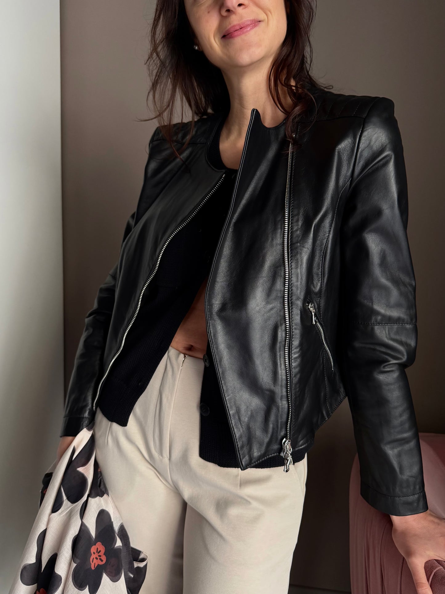 Giacca biker in pelle