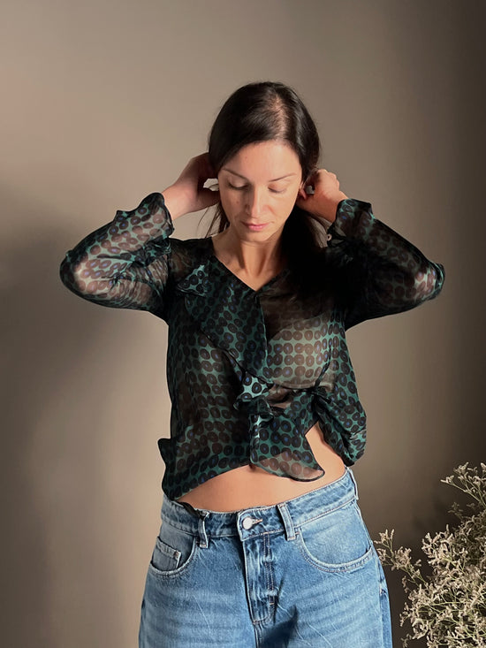 Camicia in viscosa e seta a pois