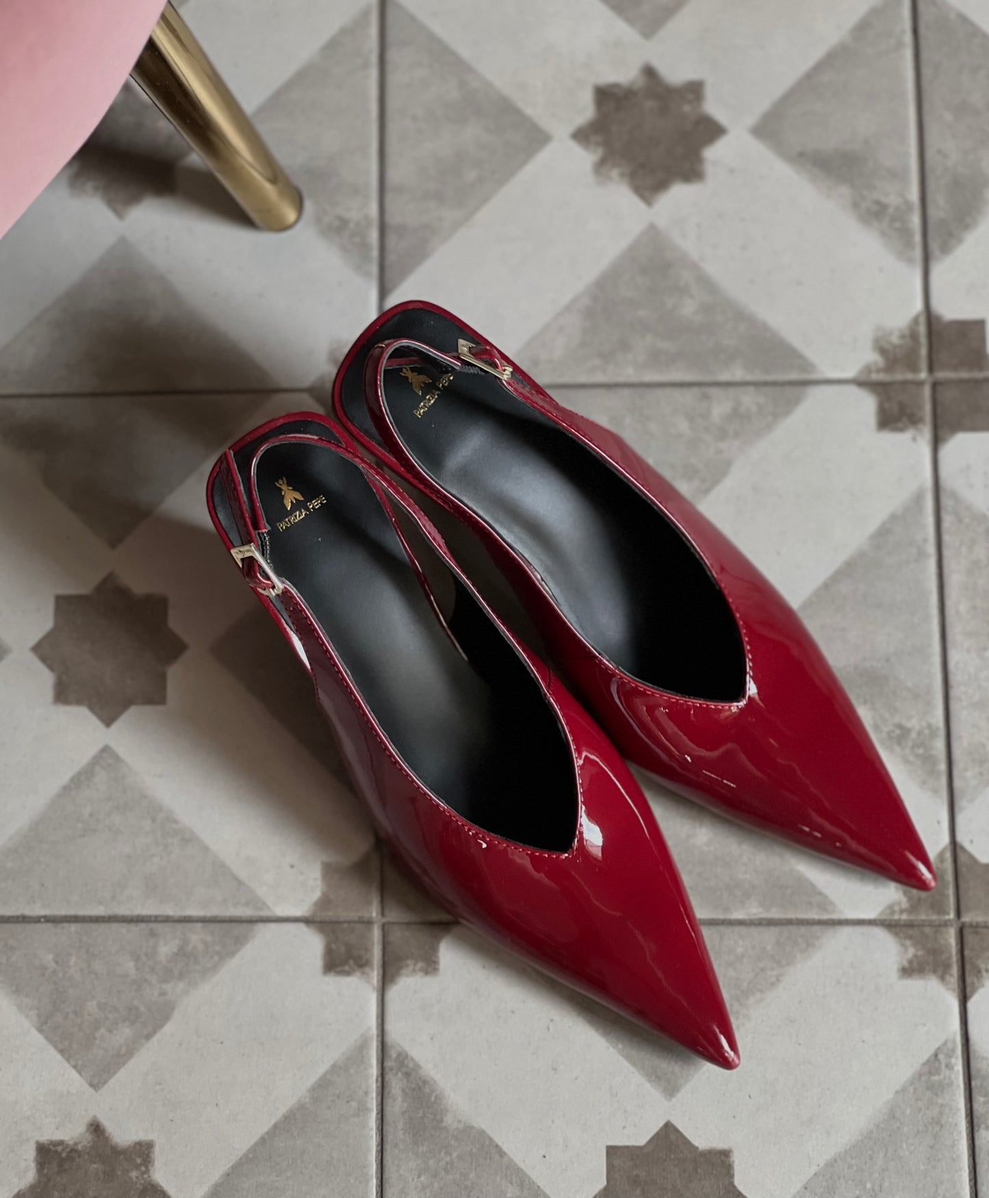 Slingback in vernice glossy Red