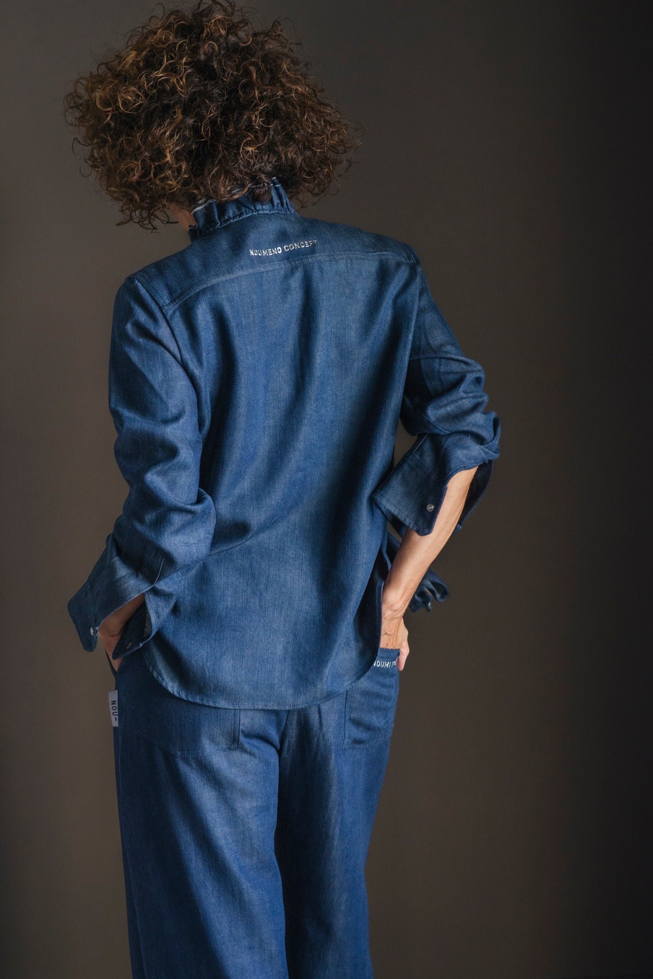 Camicia in denim con rouches