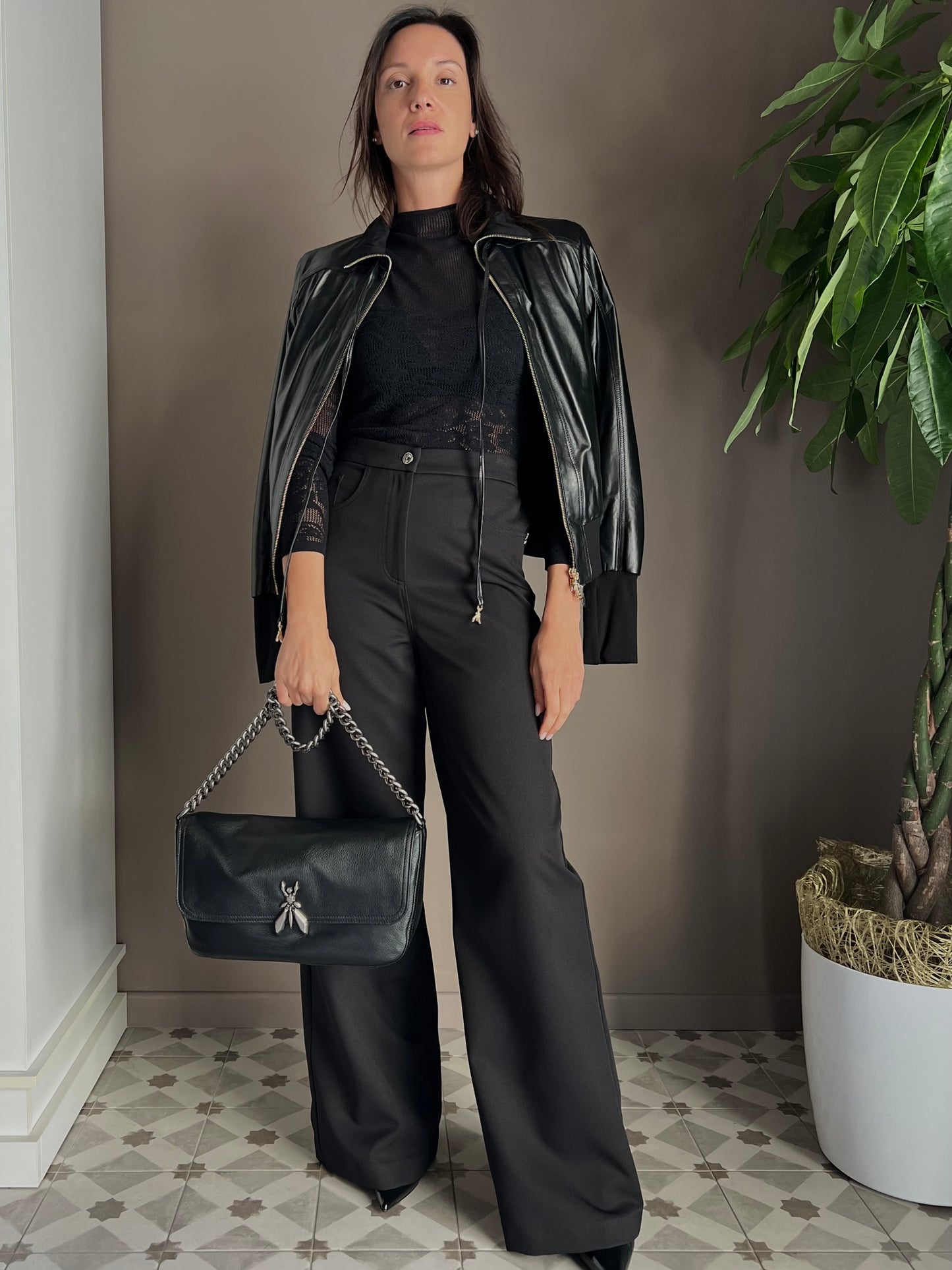 Pantalone palazzo effetto jeans