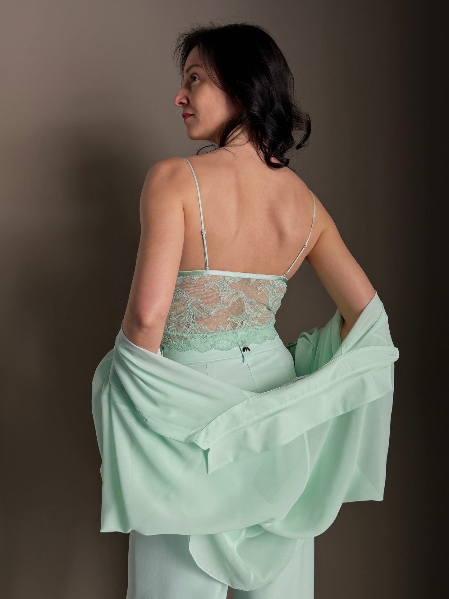Top in pizzo Light Aqua