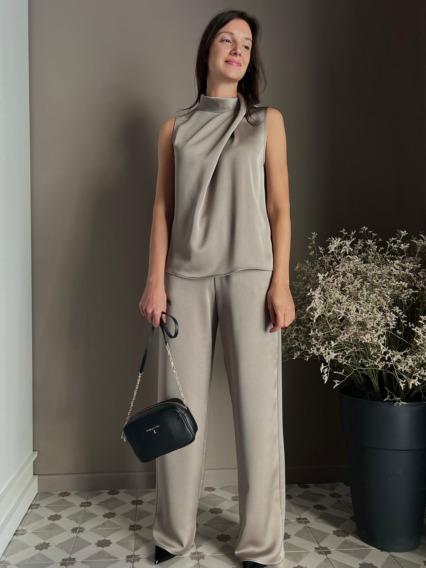 Top drappeggio  taupe