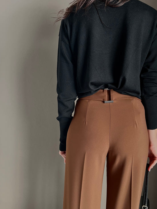Pantalone in crepe fluido Earth Brown
