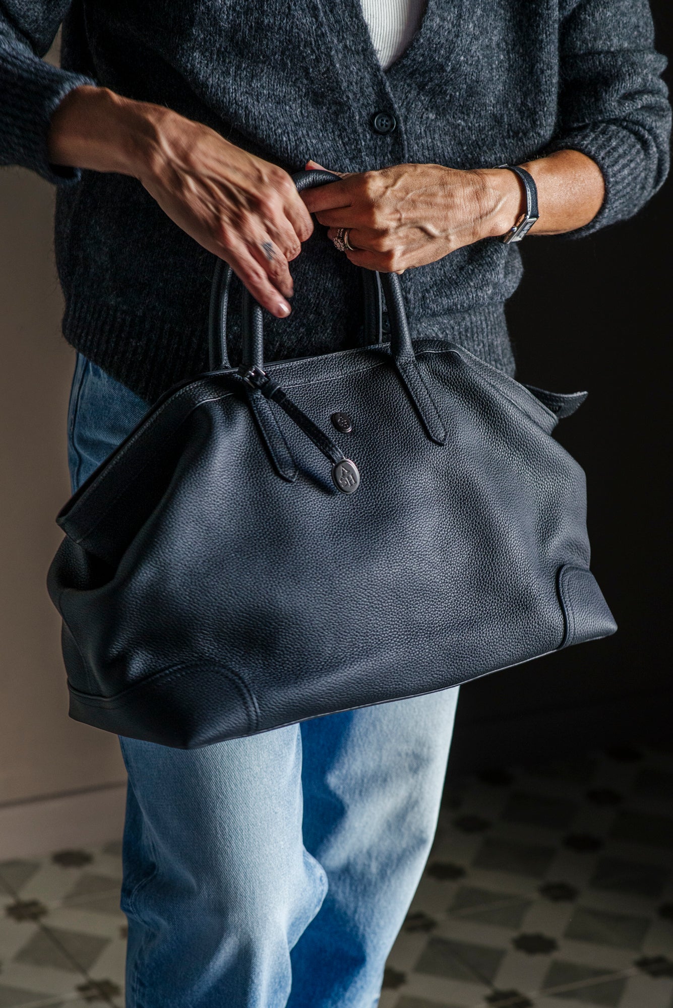 Borsa in pelle Martellata – Ash