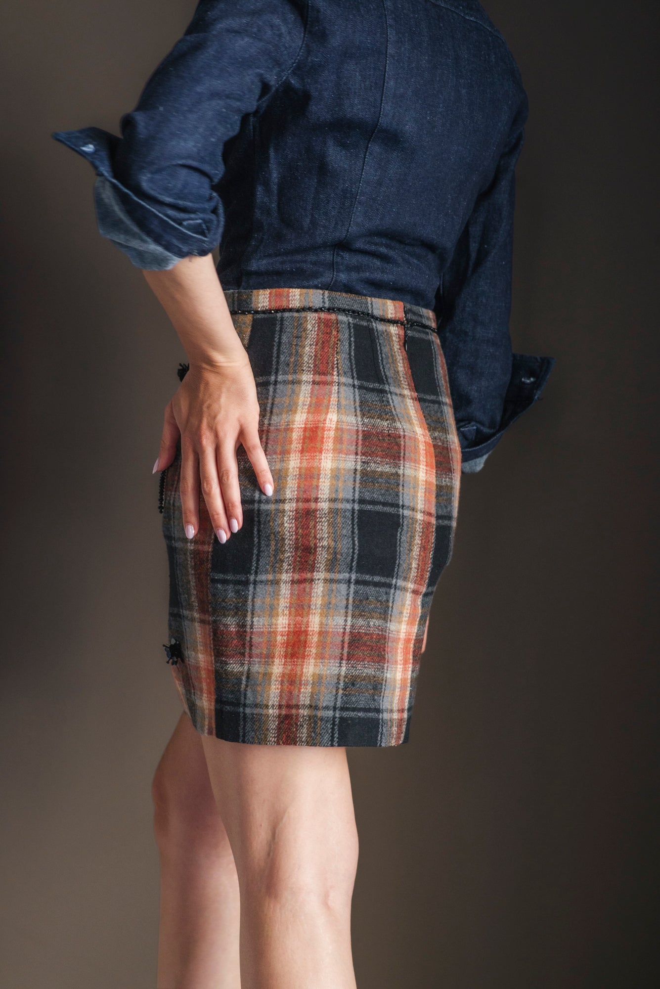 Minigonna in Tartan con applicazioni