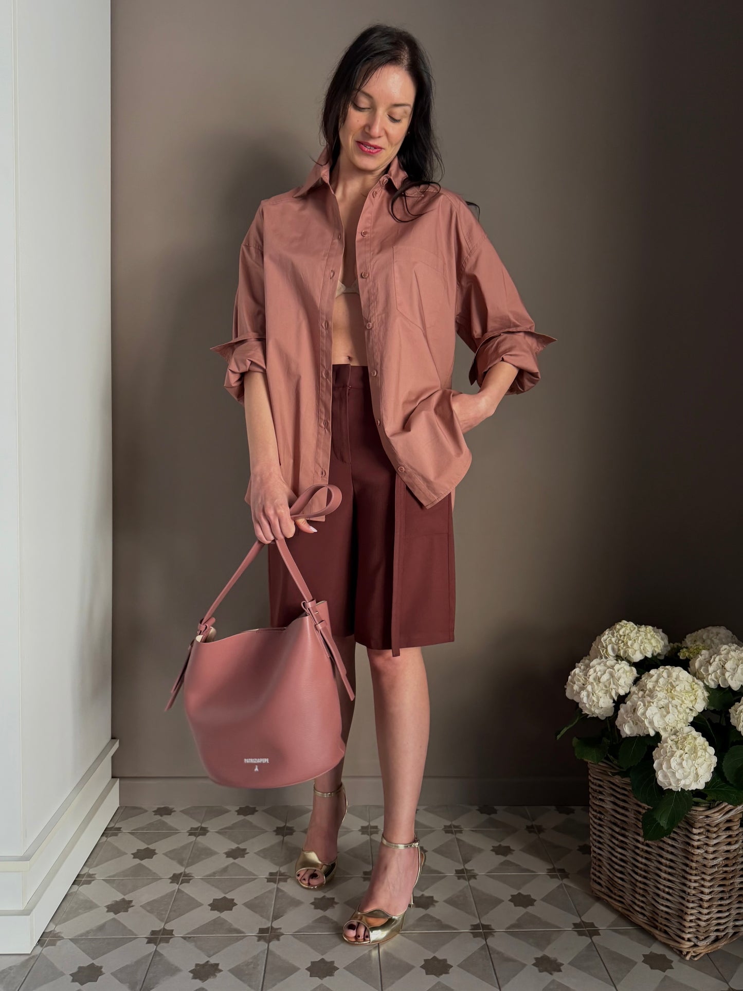 Bermuda Fluido con Dettaglio Utility Brown