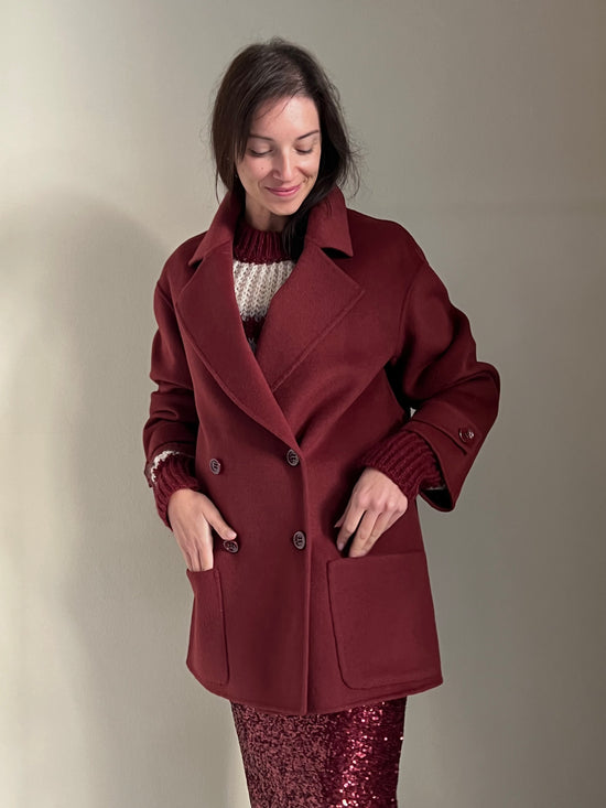 Cappotto doppiopetto burgundi