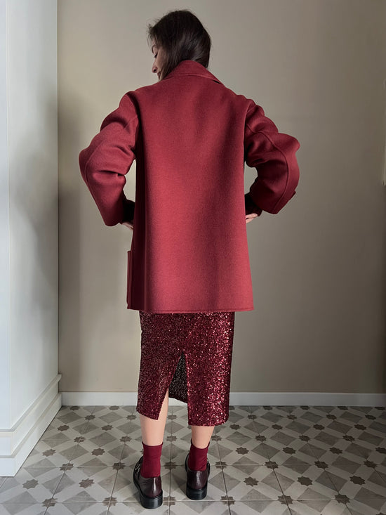 Cappotto doppiopetto burgundi