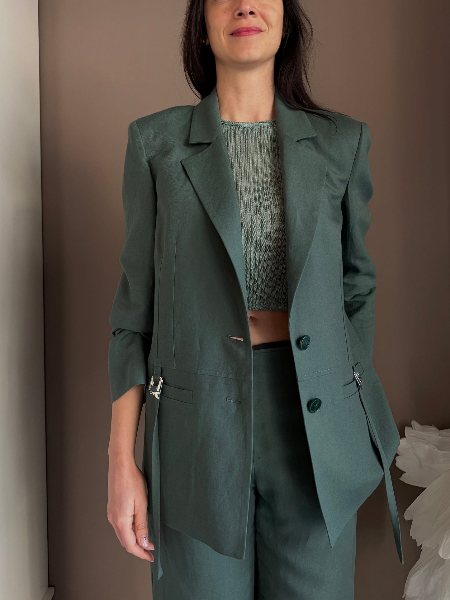 Blazer Patrizia Pepe in Lino e Viscosa – Verde Salvia