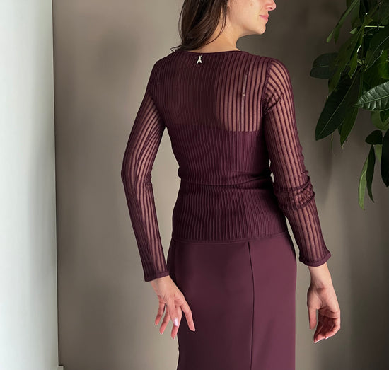 Maglia a costine trasparente purple