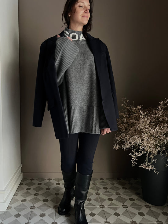 Maglione oversize So Allure collo alto grigio