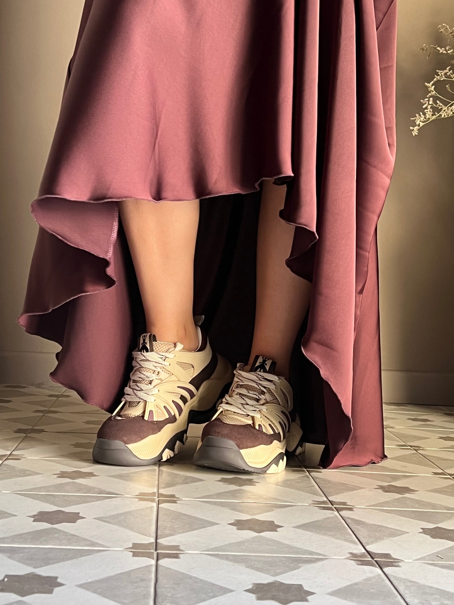 Sneakers running in pelle