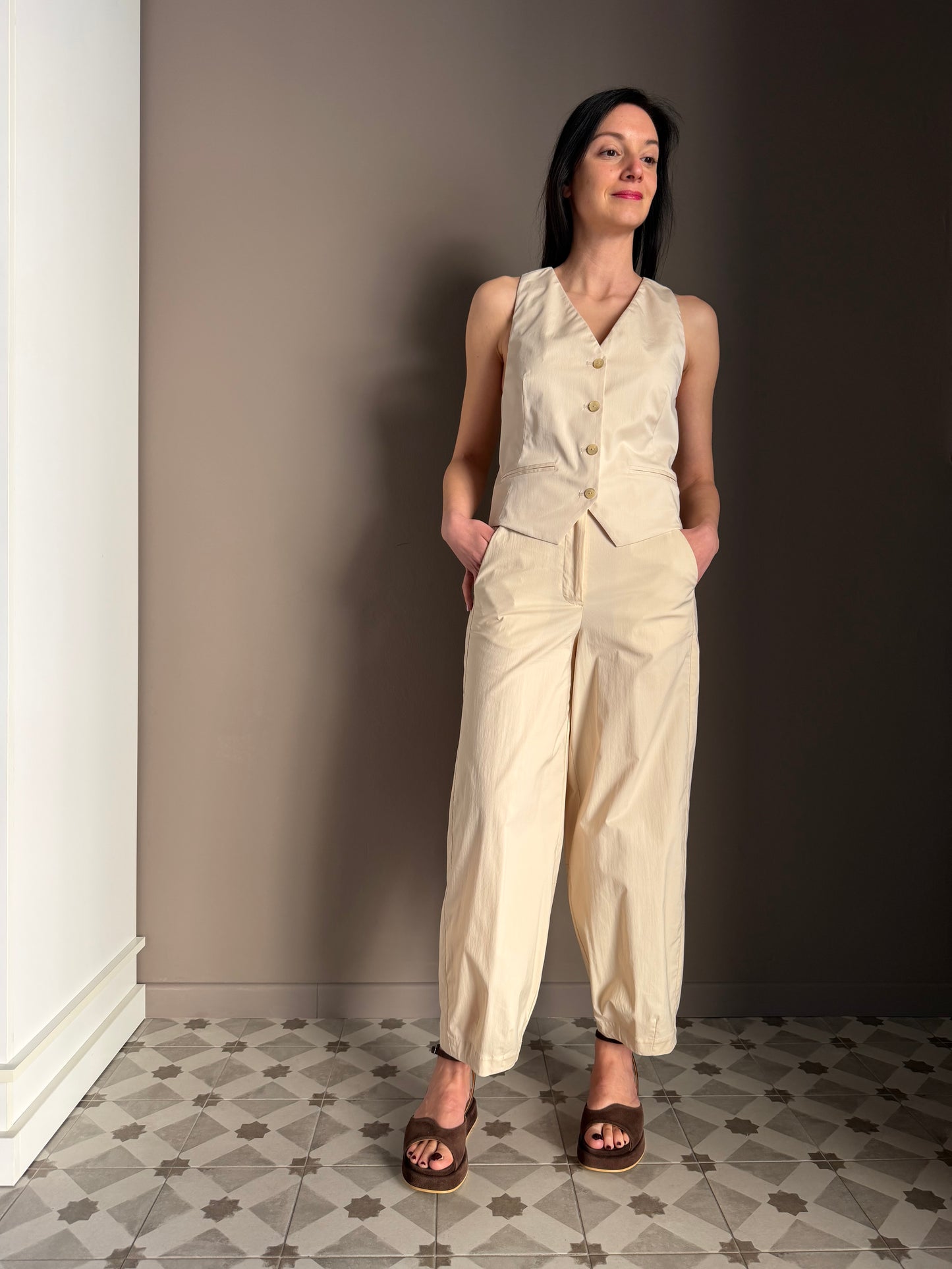 Pantalone “Balloon” Cotone beige