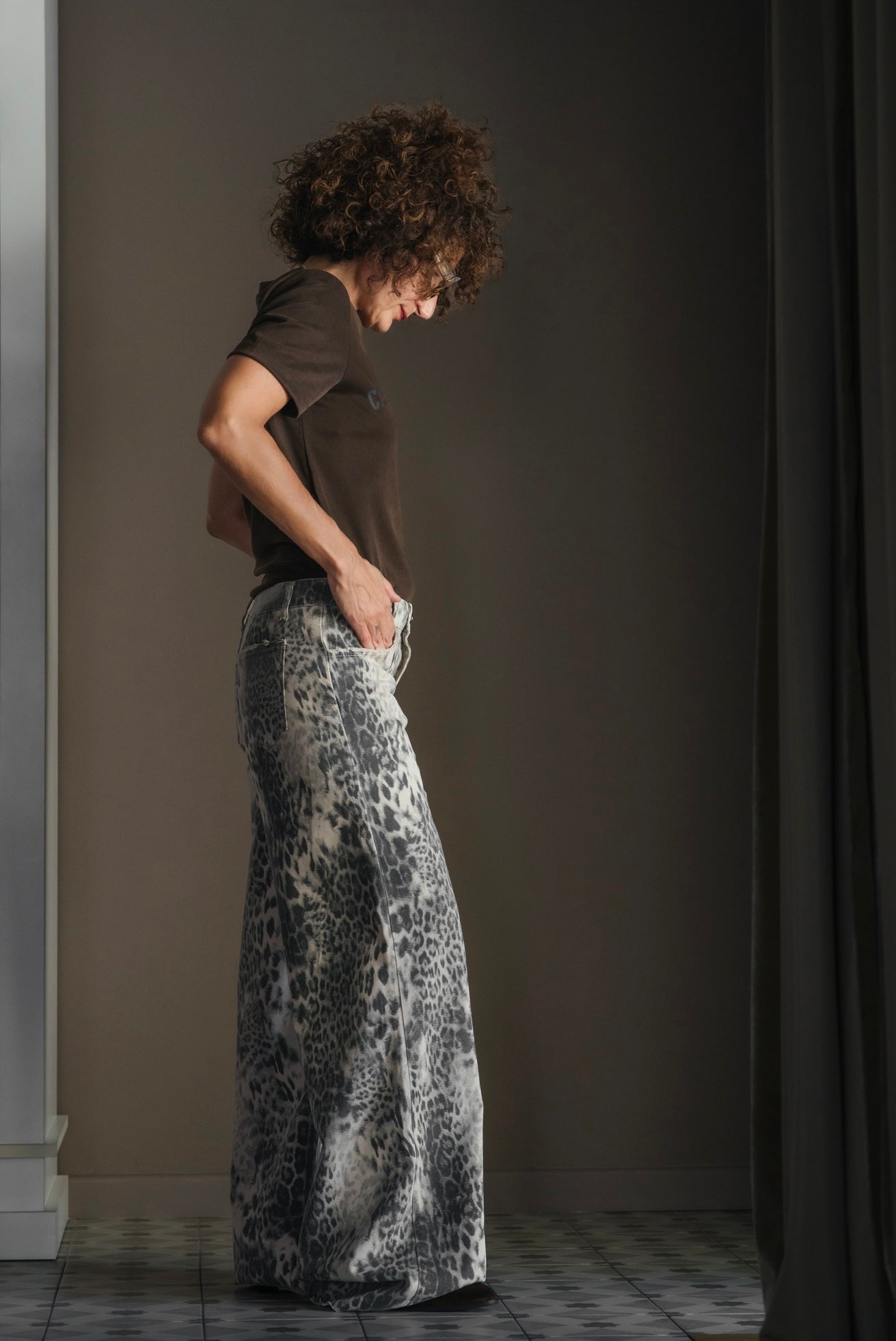 Pantalone denim stampa Leo