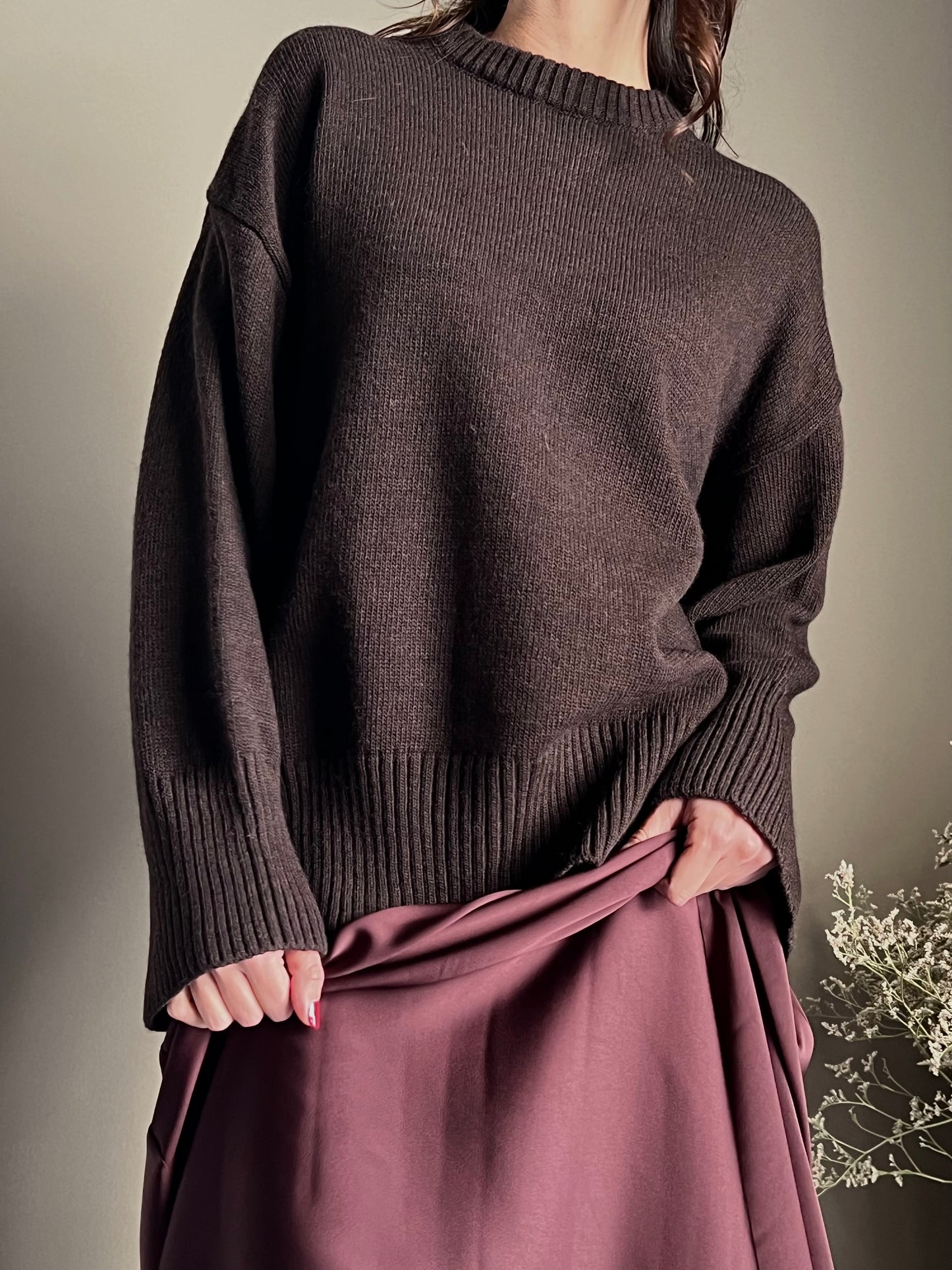 Maglia oversize girocollo Fondente